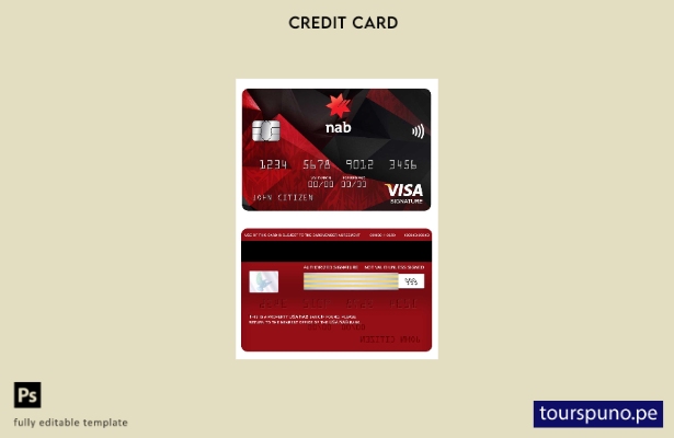 listo para imprimir plantilla de tarjeta de firma de visa bancaria NAB de EE. UU